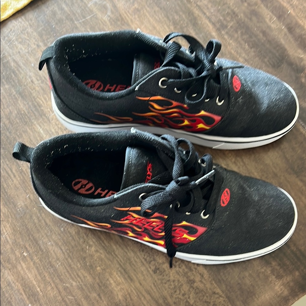Heelys Black Shoes with Red Flame Design